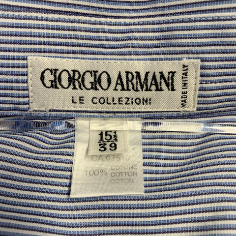 GIORGIO ARMANI Size M Navy White Stripe Cotton One Pocket Long Sleeve Shirt