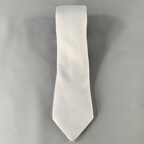 HERMES Blue Textured Woven Silk Tie
