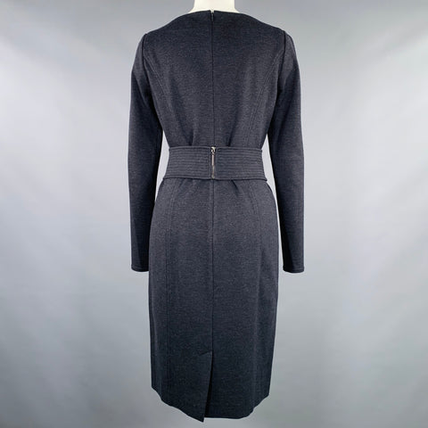 WORTH Size 4 Grey Charcoal Rayon Blend Belted Knee Length Dress