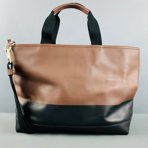 JACK SPADE Brown Black Two Tone Leather Tote Bags