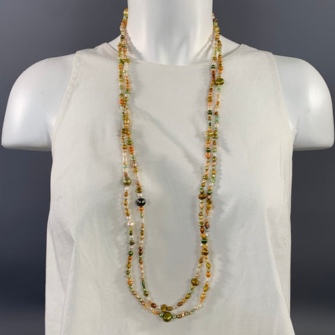 NO BRAND Orange Green Pearl Necklace