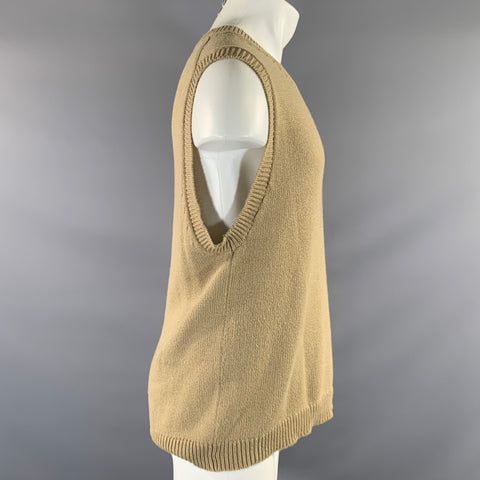 MARGARET HOWELL Size S Beige Knit Cotton V Neck Vest