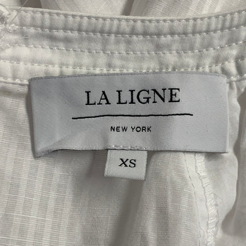 LA LIGNE Size XS White Cotton Linen Drawstring Midi Dress