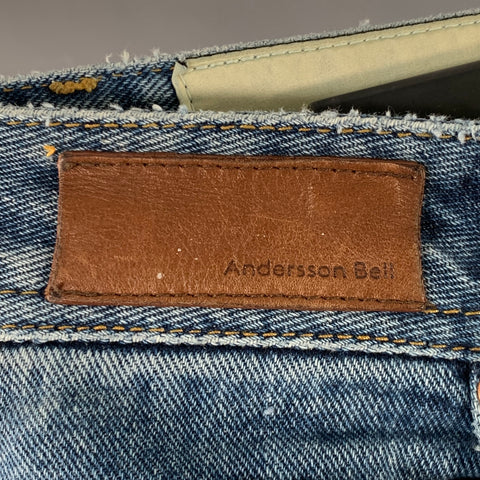ANDERSSON BELL Size 36 Blue Twill Cotton Wide Leg Straight Five Pockets Jeans