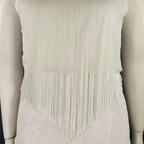 MAISON MARGIELA Size L White Cotton Fringe Tank Casual Top