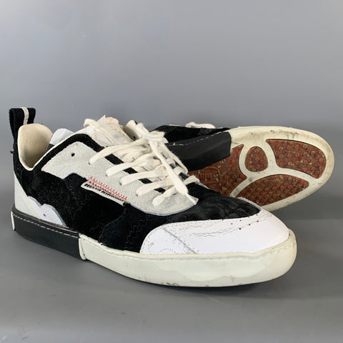 HELEN KIRKUM Size 9 Black White Leather Lace Up Sneakers