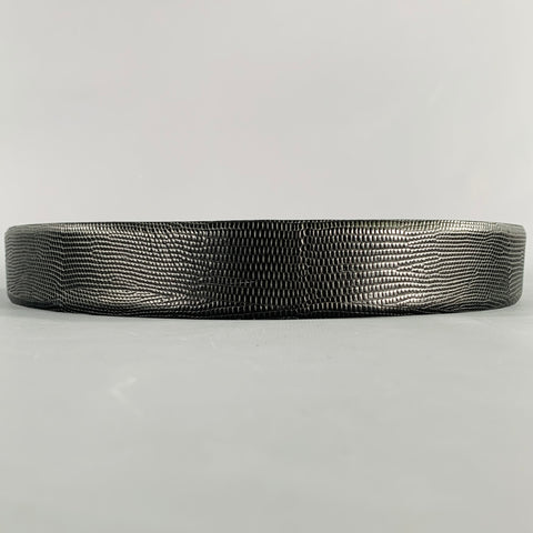 HUGO BOSS Size 32 Black Silver Croc Embossed Leather Belt