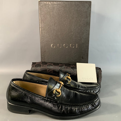 GUCCI Size 9.5 Black 115316 Leather Penny Loafer Loafers