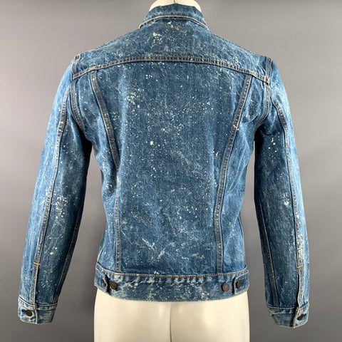 LEVI'S Size M Blue White Paint Splatter Cotton Trucker Jacket