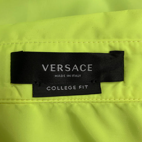VERSACE Size 36 Neon Yellow Polyester One Pocket Oversized Long Sleeve Shirt