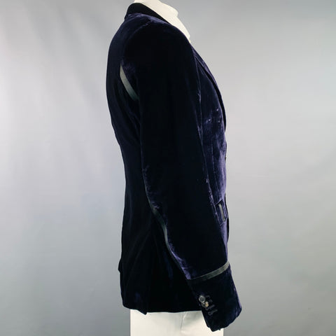 PAUL SMITH Size 42 Navy Black Velvet Viscose Blend Notch Lapel Sport Coat