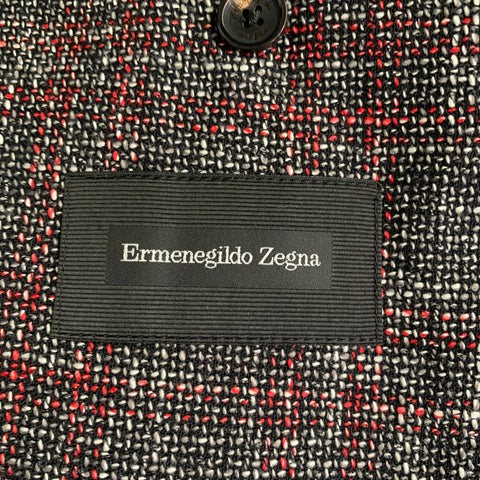 ERMENEGILDO ZEGNA Size 44 Grey Burgundy White Tweed Sport Coat