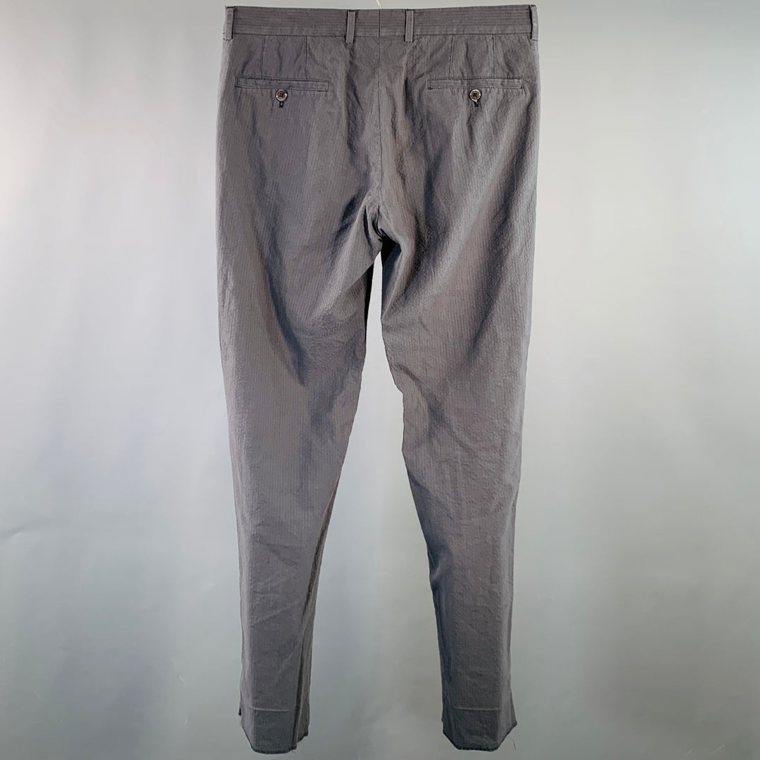 MICHAEL BASTIAN Size 32 Grey Seersucker Cotton Tapered Casual Pants