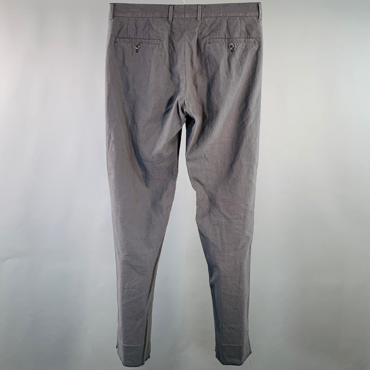 MICHAEL BASTIAN Size 32 Grey Seersucker Cotton Tapered Casual Pants