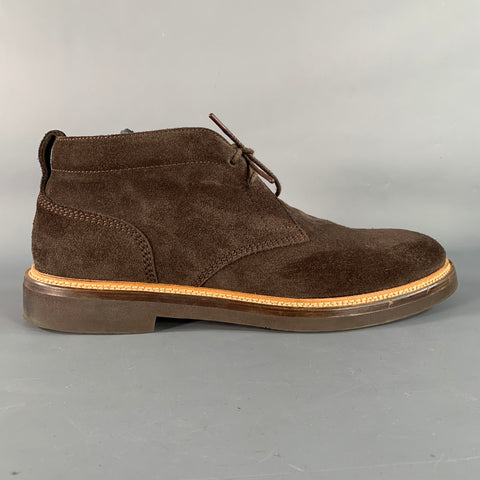 DUNHILL Size 11 Brown Suede Ankle Boots