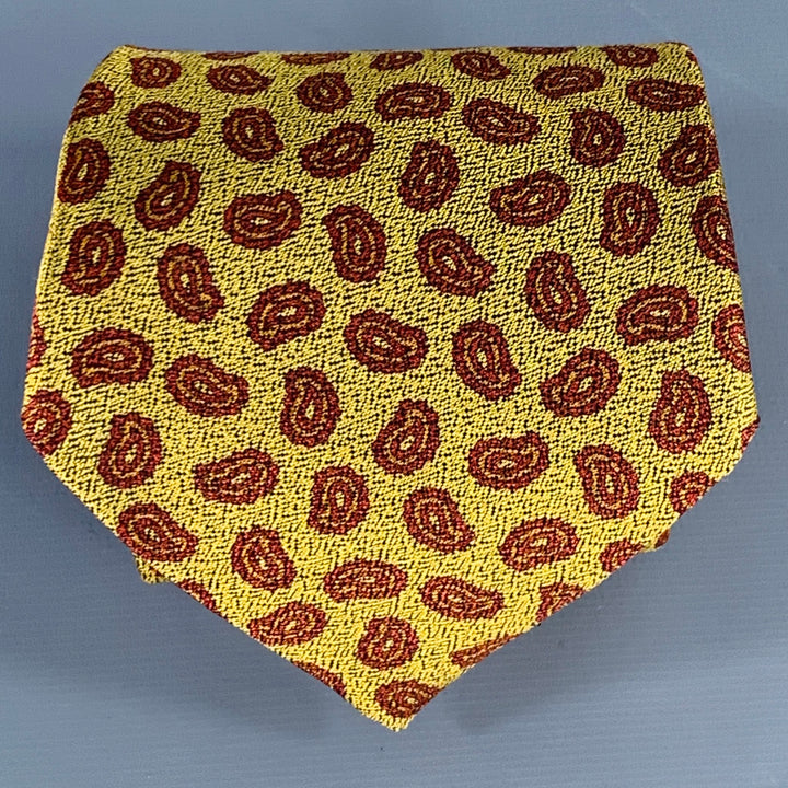 ETRO Burgundy Yellow Paisley Silk Tie