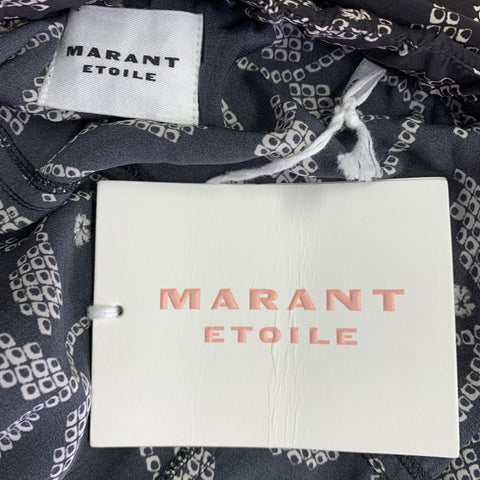 MARANT ETOILE Size 8 Elonae Black Cream Viscose Abstract Drawstring Skirt