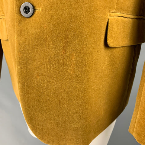MARC JACOBS Size 40 Yellow Velvet Cotton Notch Lapel Sport Coat