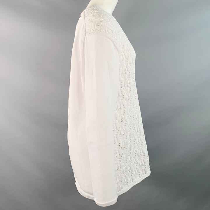 COMME des GARCONS 2022 Size M White Cable Knit Polyester Crew Neck Sweater