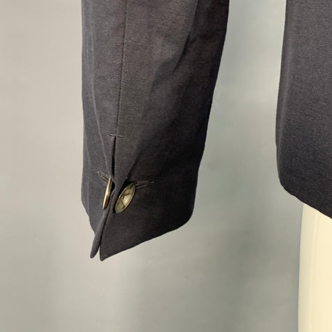 ALEXANDRE PLOKHOV Size 40 Black Cotton Linen Collarless Single Button Jacket