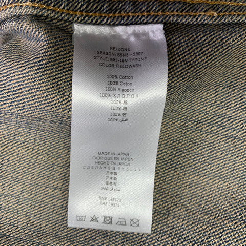 RE/DONE Size XL Blue Cotton Denim Button Up Jacket