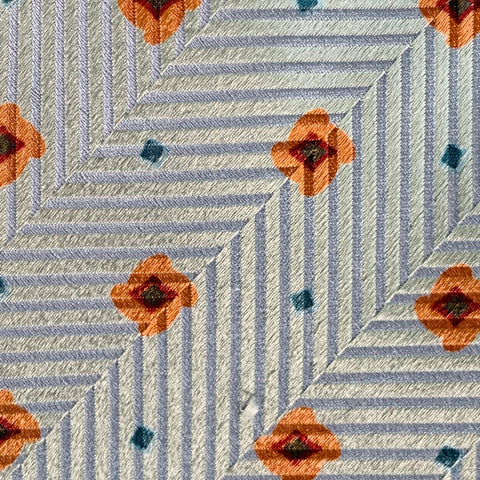 ERMENEGILDO ZEGNA Blue Orange Abstract Floral Silk Tie