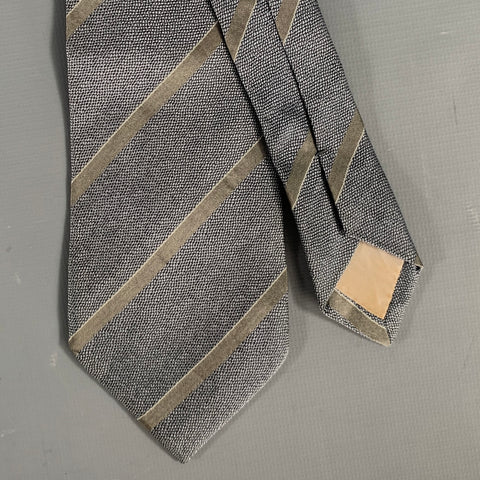 ISSEY MIYAKE Gray Tan Stripe Silk Tie
