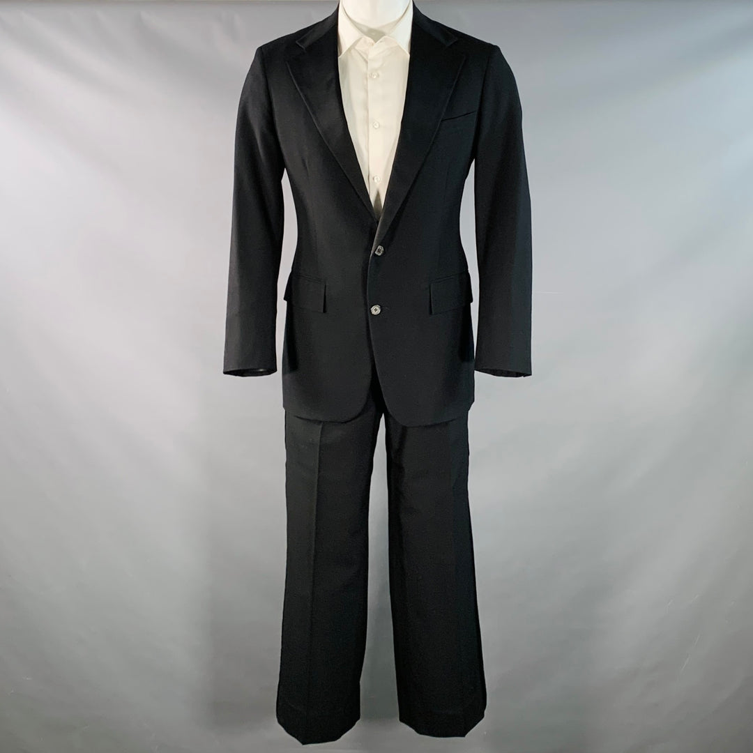 POLO by RALPH LAUREN Size 40 Regular Black Wool Peak Lapel Suit