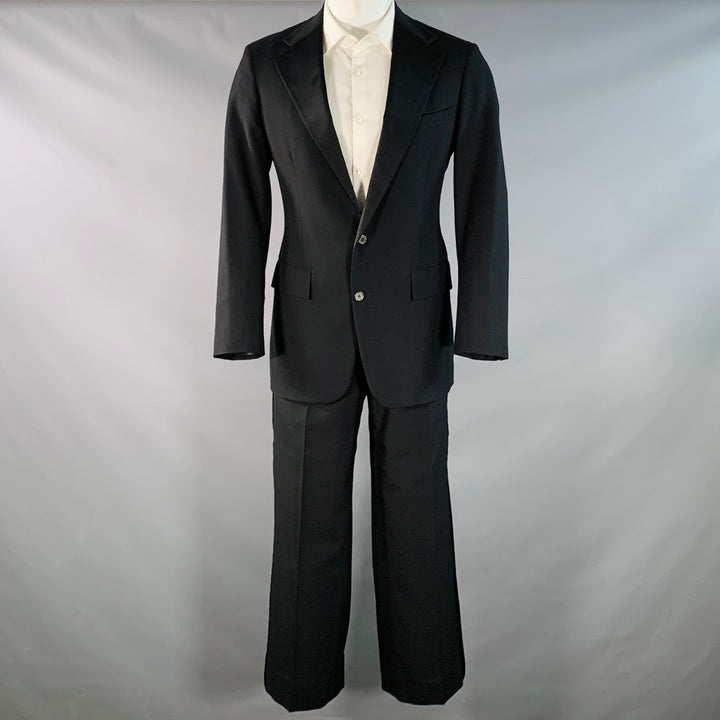 POLO by RALPH LAUREN Size 40 Regular Black Wool Peak Lapel Suit