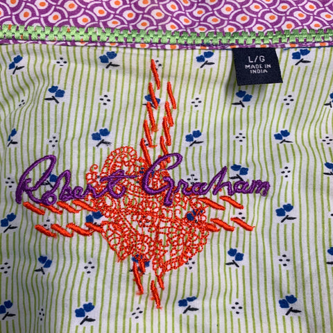 ROBERT GRAHAM Size L Blue Multi Color Hawaiian Cotton Short Sleeve Shirt