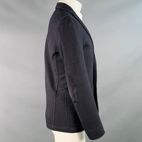 ARMANI COLLEZIONI Size 40 Black Blue Textured Wool Blend Sport Coat