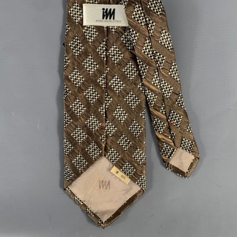 ISSEY MIYAKE Brown White Plaid Silk Tie