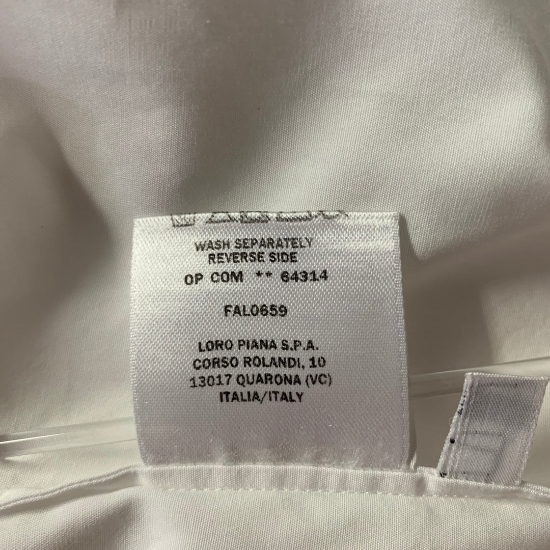 LORO PIANA Size 12 White Cotton Dress Shirt