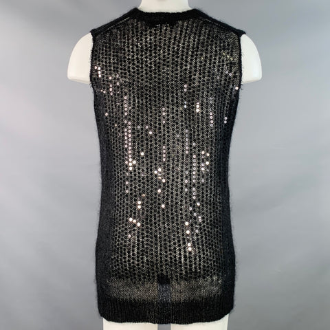 JUNYA WATANABE Size M Black Sequined Knit Sleeveless Long Pullover