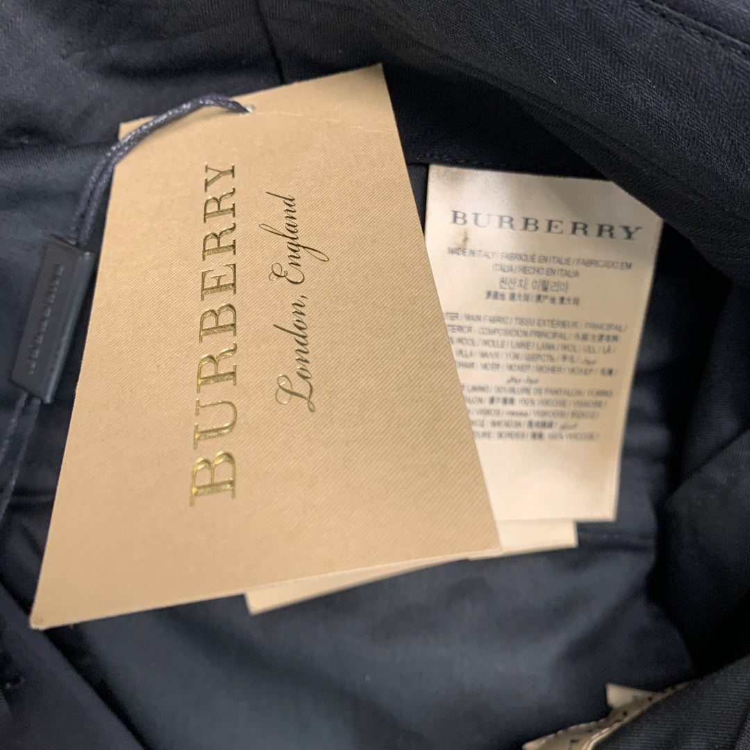 BURBERRY Talla 36 Pantalón de vestir de esmoquin de mohair de lana negro