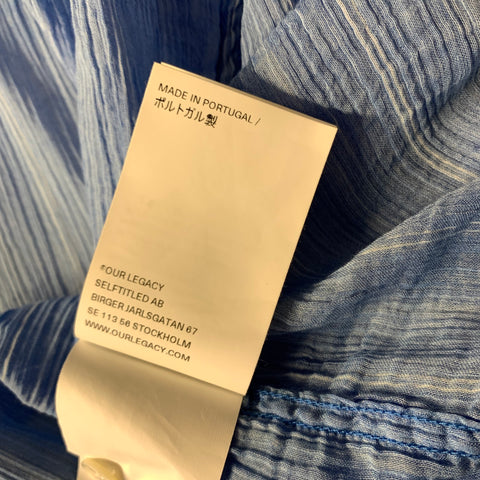 OUR LEGACY Size M Blue White Stripe Cotton Rayon Sheer Long Sleeve Shirt