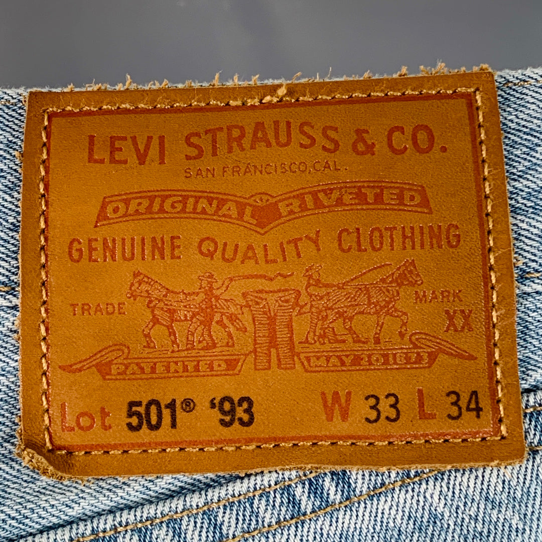 LEVI STRAUSS Size 33 Light Blue Cotton Blend Denim Straight Button Fly Jeans
