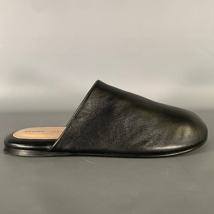 CARVEN Size 10 Black Leather Lambskin Slippers Flats