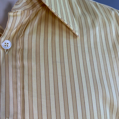 PRADA Size S Yellow Mustard Stripe Cotton Long Sleeve Shirt