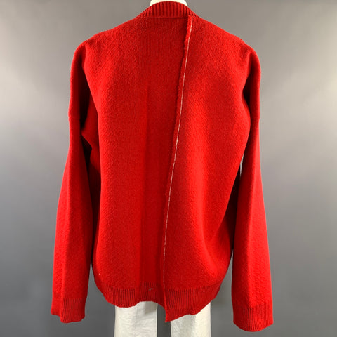 RAF SIMONS SS2017 Size One Size Red Knitted Wool Side Buttons Sweater
