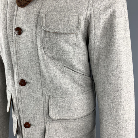 RALPH LAUREN M Light Grey Heather Brown Corduroy Collar Hunter Jacket