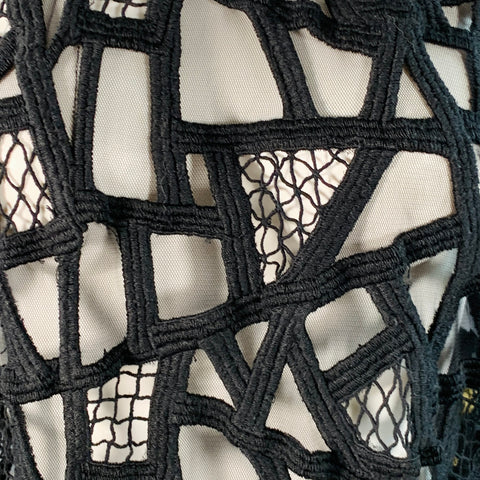 IRO Size 8 Black Mesh Geometric Sleeveless Crew Neck Casual Top