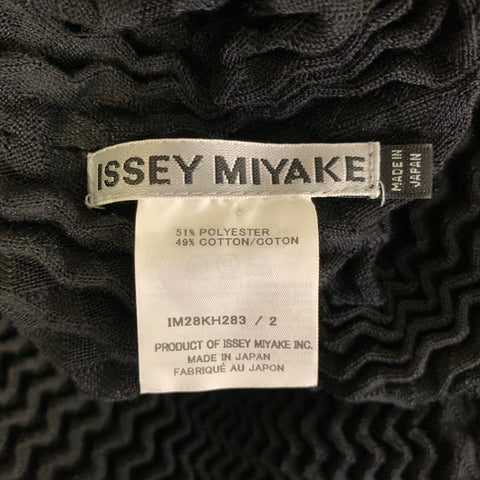 ISSEY MIYAKE Size 4 Black Polyester Cotton Waffle Midi Below Knee Dress