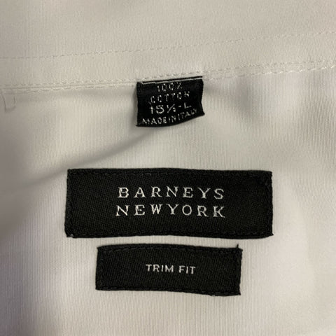 BARNEY'S NEW YORK Size L White Cotton Spread Collar Long Sleeve Shirt