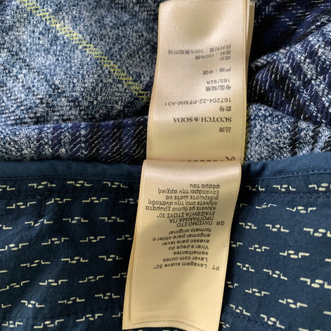 SCOTCH AND SODA Size S Navy Lime Plaid Cotton Zip Jacket