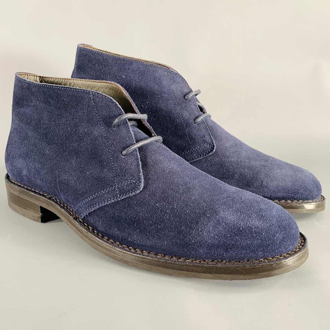 BELSTAFF Size 12 Navy Suede Leather Lace-Up Boots