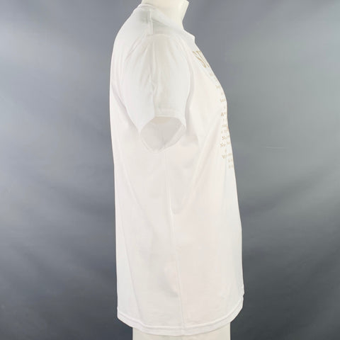 VIVIENNE WESTWOOD Size L Summer Classic White Beige Logo Cotton Blend Crew Neck T-shirt