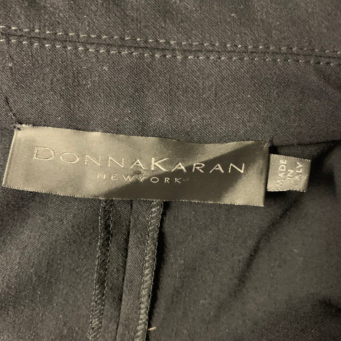 DONNA KARAN Size 8 Black Wool Blend Ruffled Peak Lapel Jacket Indoor Blazer