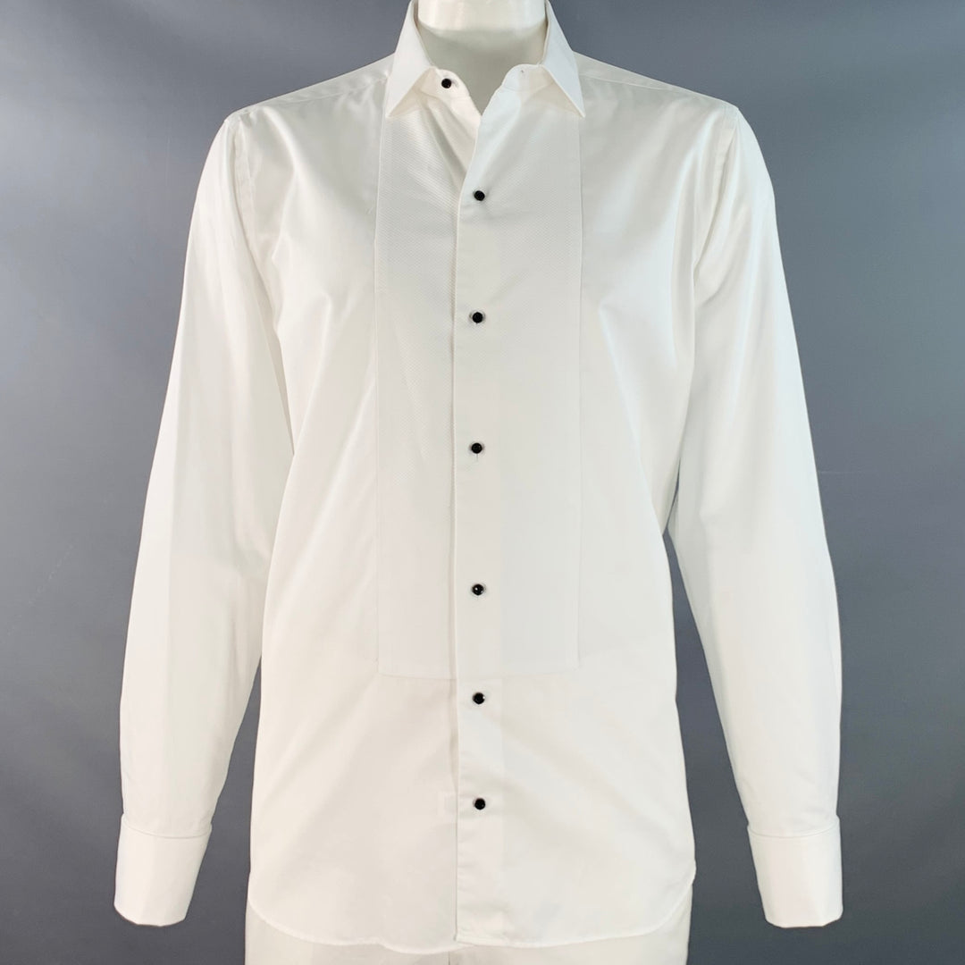 EMANUEL BERG Size XXXL White Cotton Bib French Cuff Tuxedo Long Sleeve Shirt