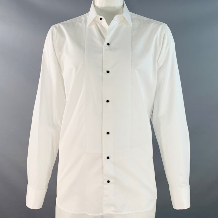 EMANUEL BERG Size XXXL White Cotton Bib French Cuff Tuxedo Long Sleeve Shirt